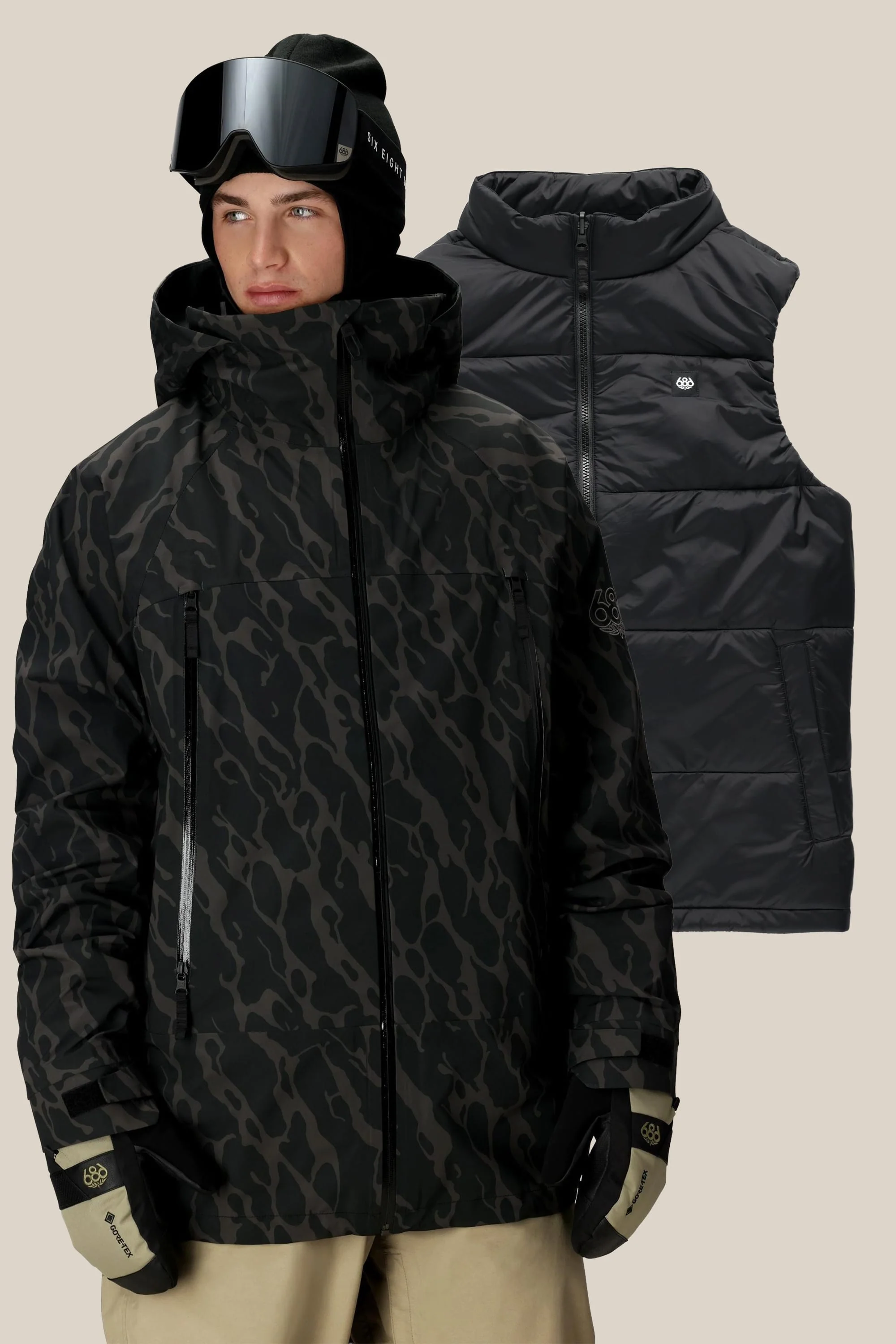 686 Smarty 3-in-1 Rodeo 3L Jacket - Mens Black Fracture - Image 3