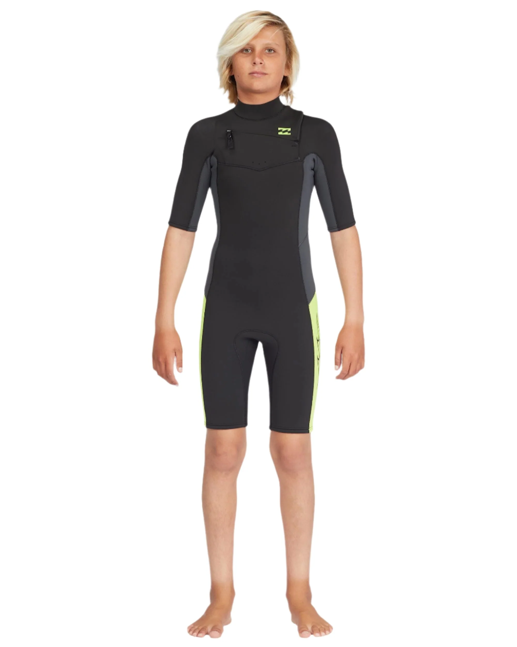 BILLABONG 202 Absolute Chest Zip GBS Short Sleeve Boys Spring Suit - Stealth