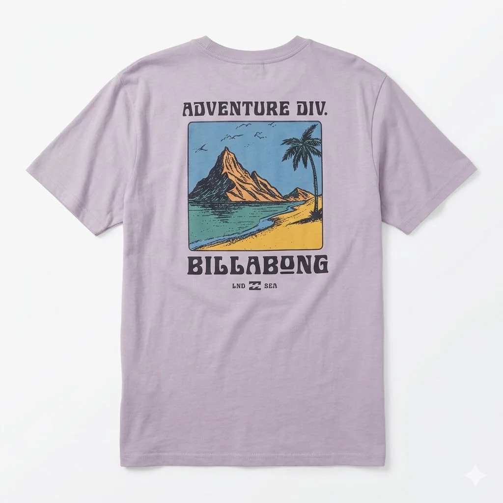 BILLABONG Post Cards Adiv Premium Tshirt Mens - Purple Ash - Image 2