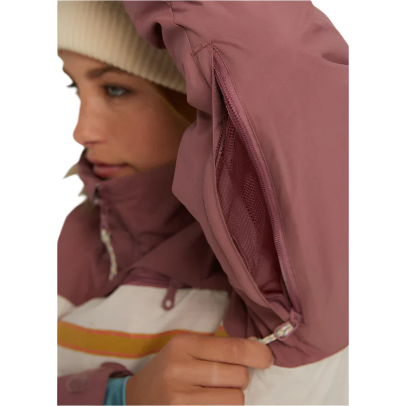 Burton Lelah Jacket Womens - Rose Brown / Creme Brulee Woven Stripe - Image 3