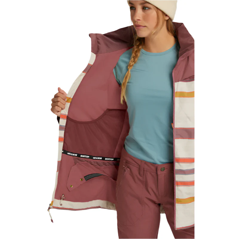 Burton Lelah Jacket Womens - Rose Brown / Creme Brulee Woven Stripe - Image 4