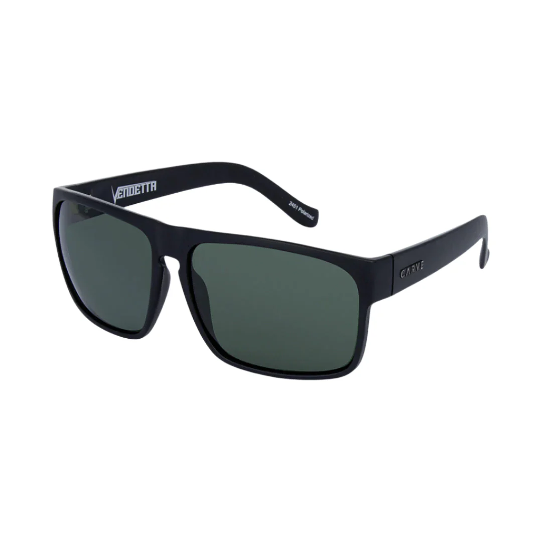 CARVE Vendetta Sunglass - Matte Black/Green Lens Polarized - Image 2