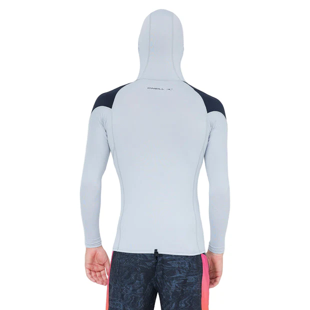 Oneill Traveller UV LS Hooded Rash Vest Mens - Cool Grey - Image 3